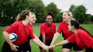 athletes in a circle