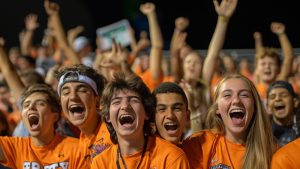 high school fans cheering school spirit