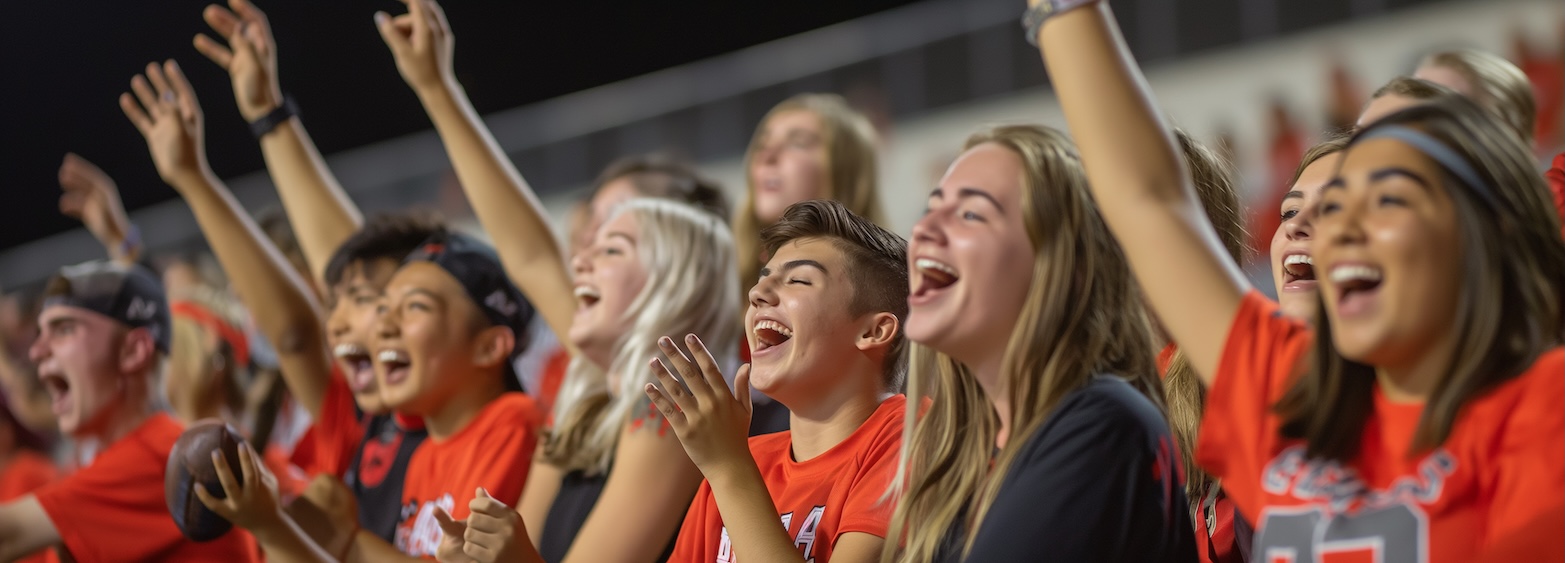 fans cheering at the game