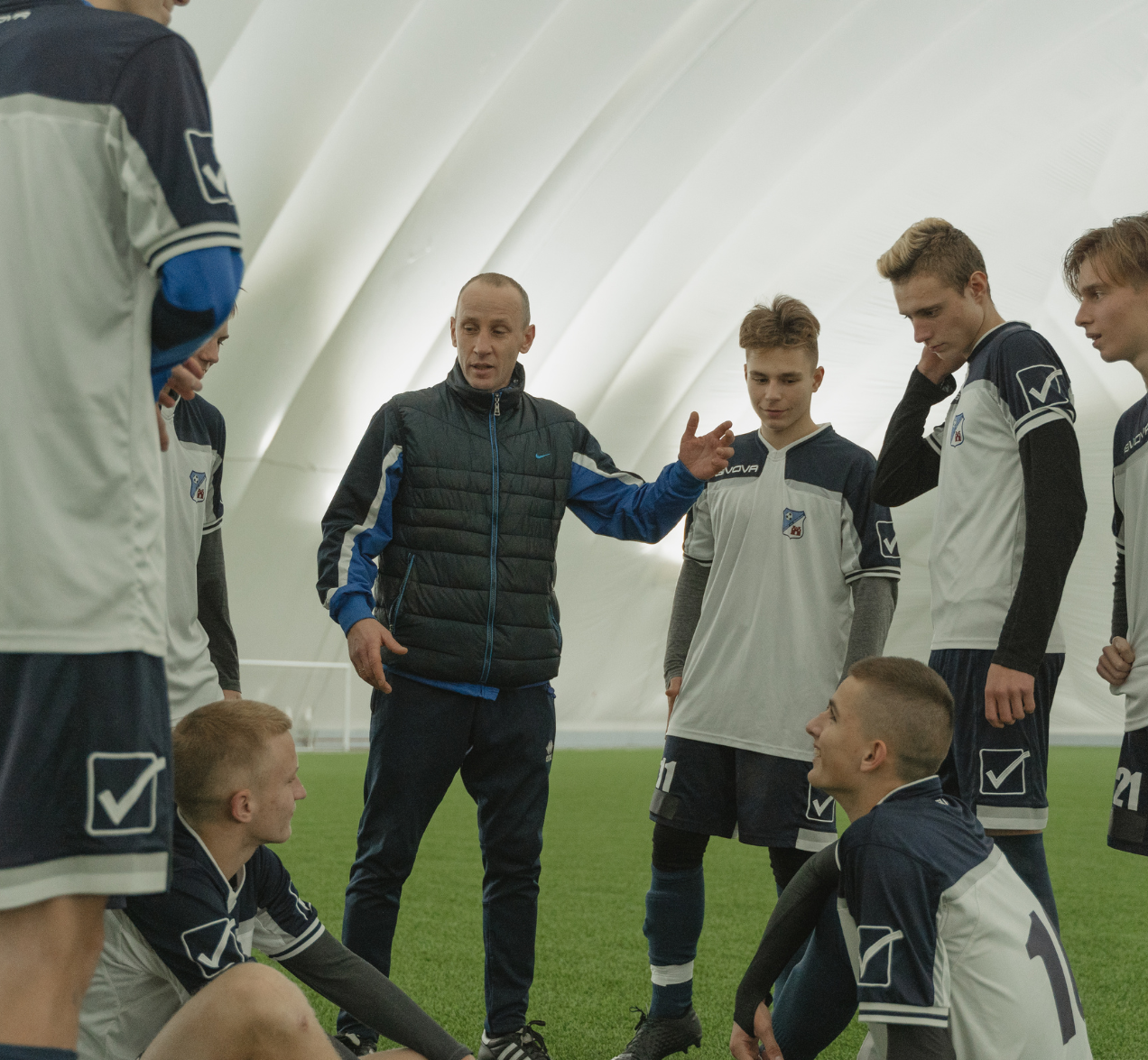 Soccer coach communicating 