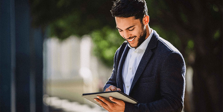Administrator using a mobile tablet.