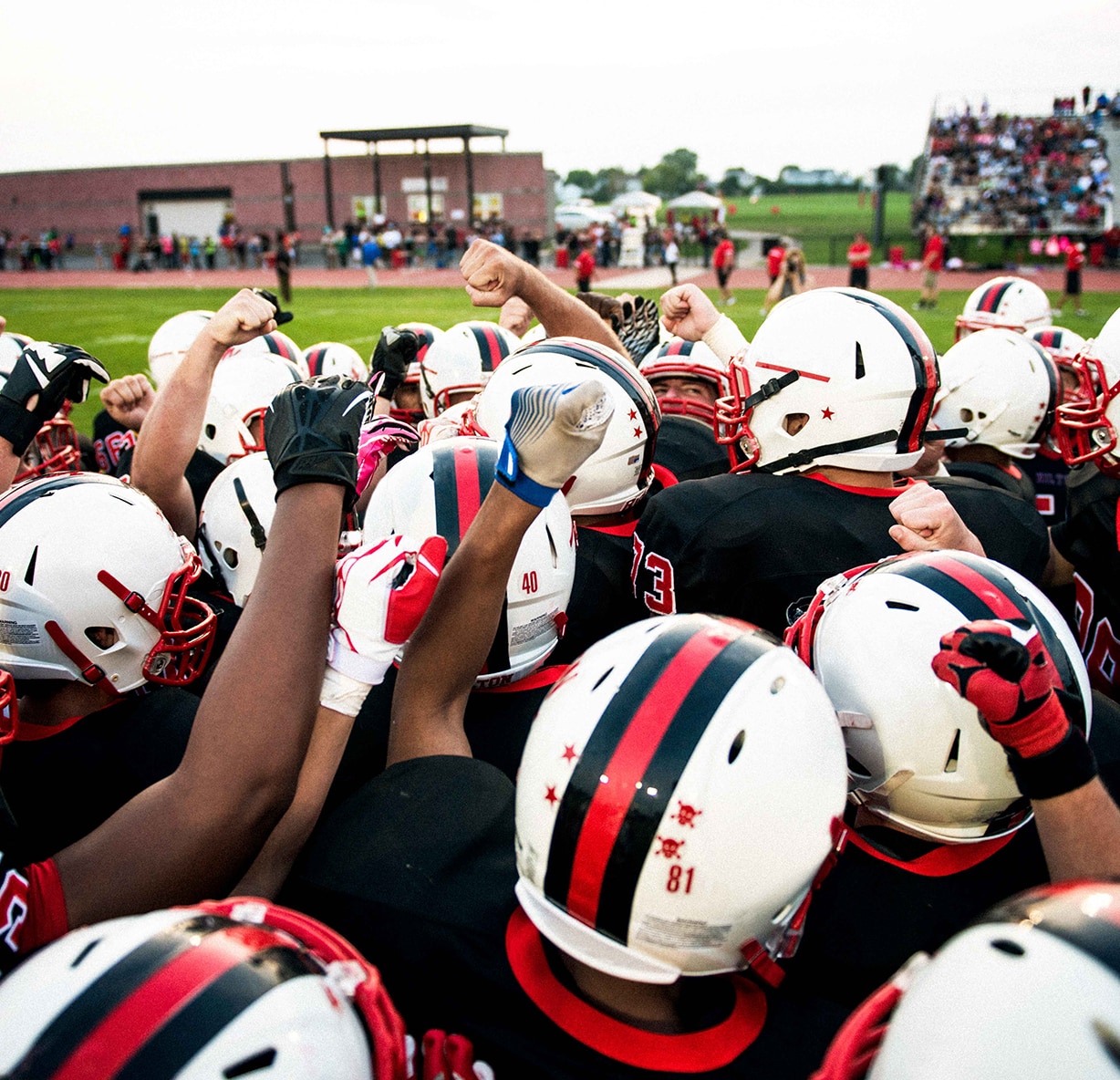 Football team prepping for a game.