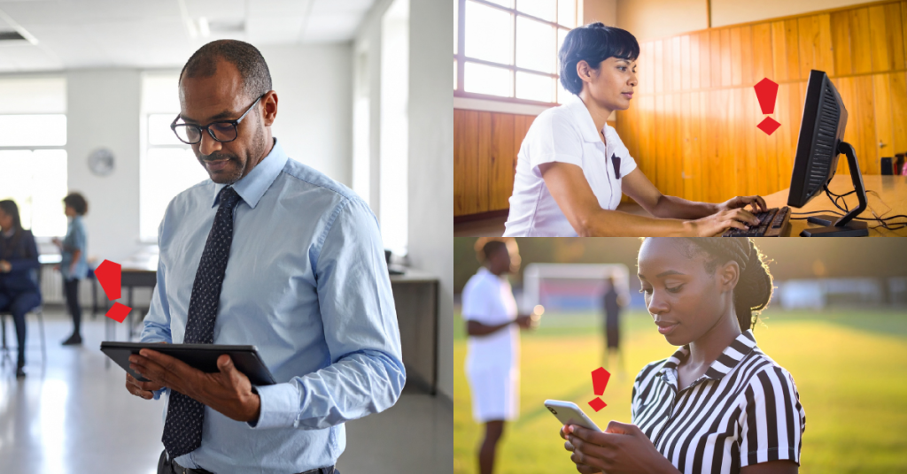 People engaged with technology indoors.
