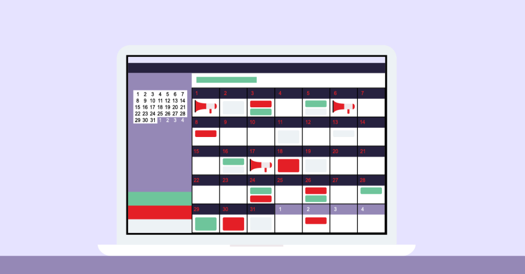 Digital calendar with scheduled events