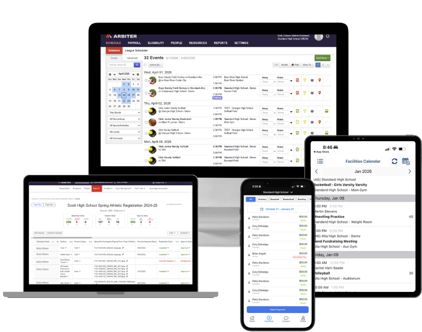 athletic management software dashboard for schools